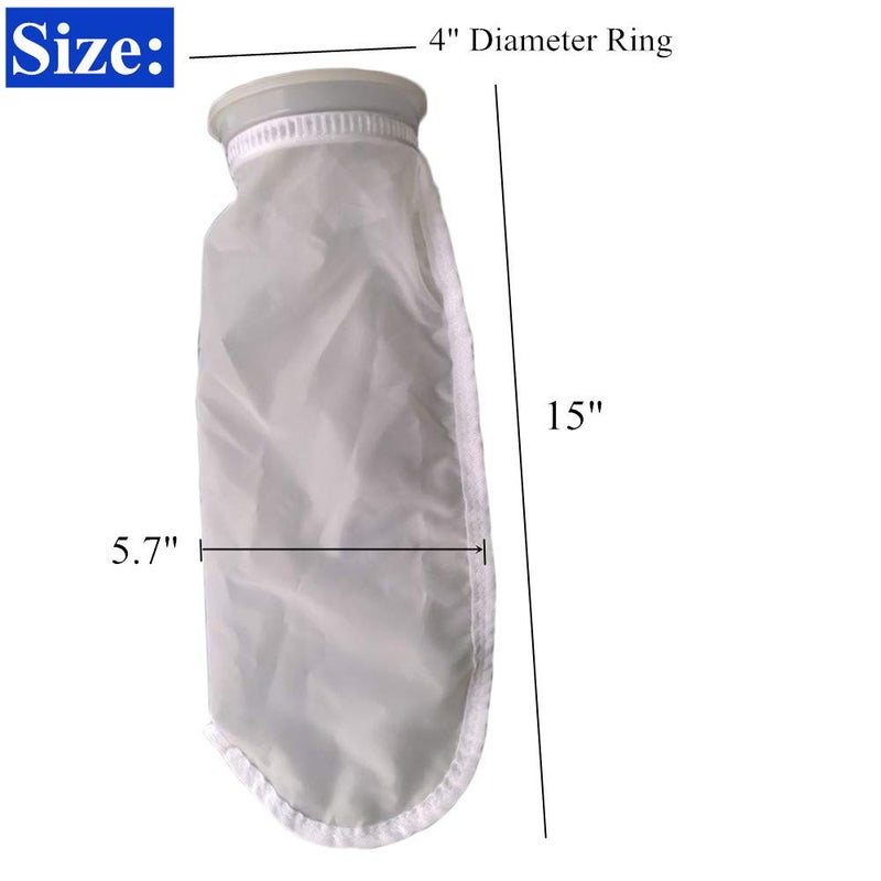 Honritone Nylon Mesh Filter Socks 4 Inch Ring 50 Micron - by 15 Inch Long â€“ Aquarium Water Filter Bags - 2 Pack (50 Micron - 4 x 15 Inch) - Image 5